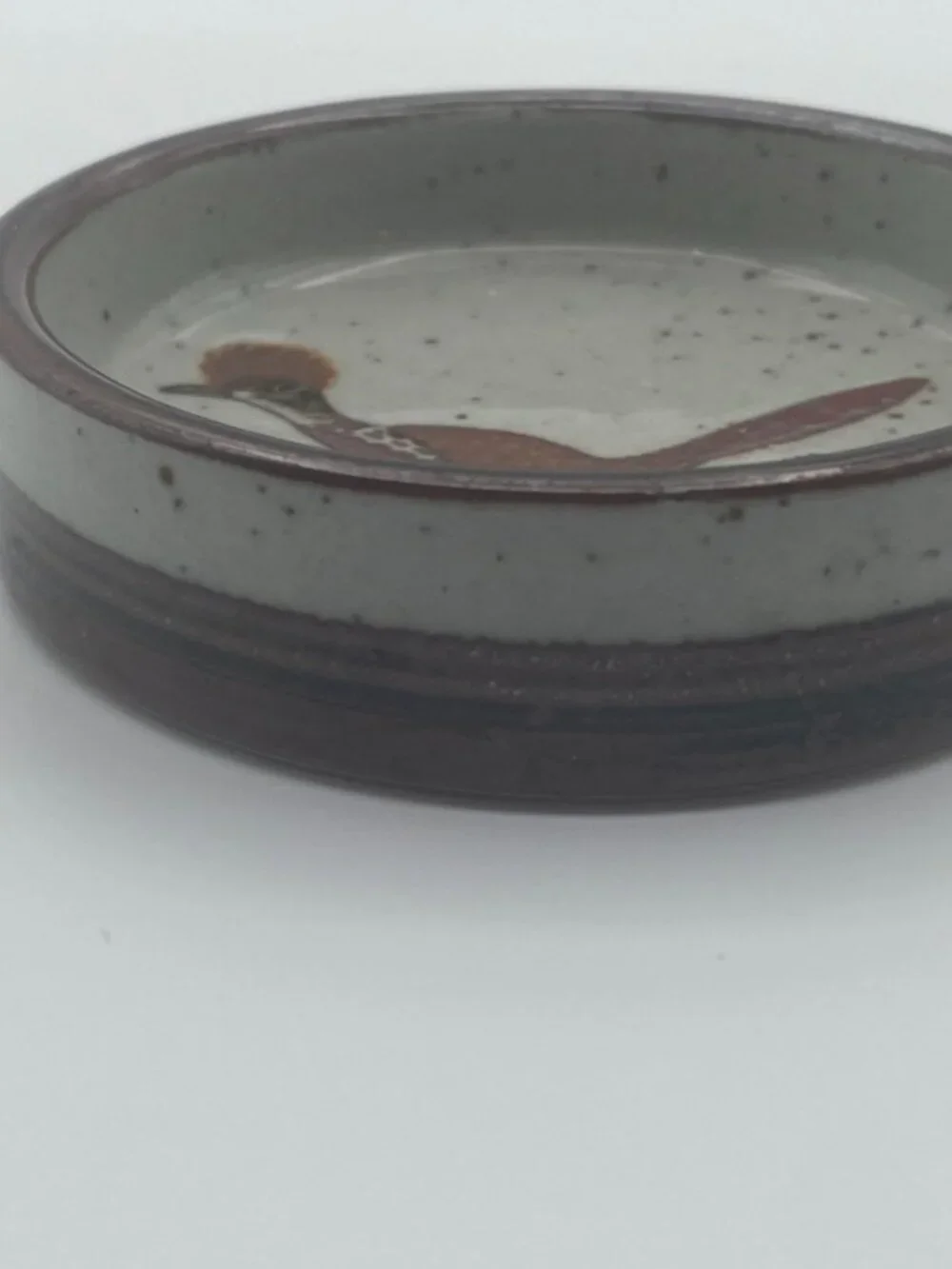 Vintage Otagiri Stoneware Ashtray/Coaster With Hand Painted Roadrunner & Cacti